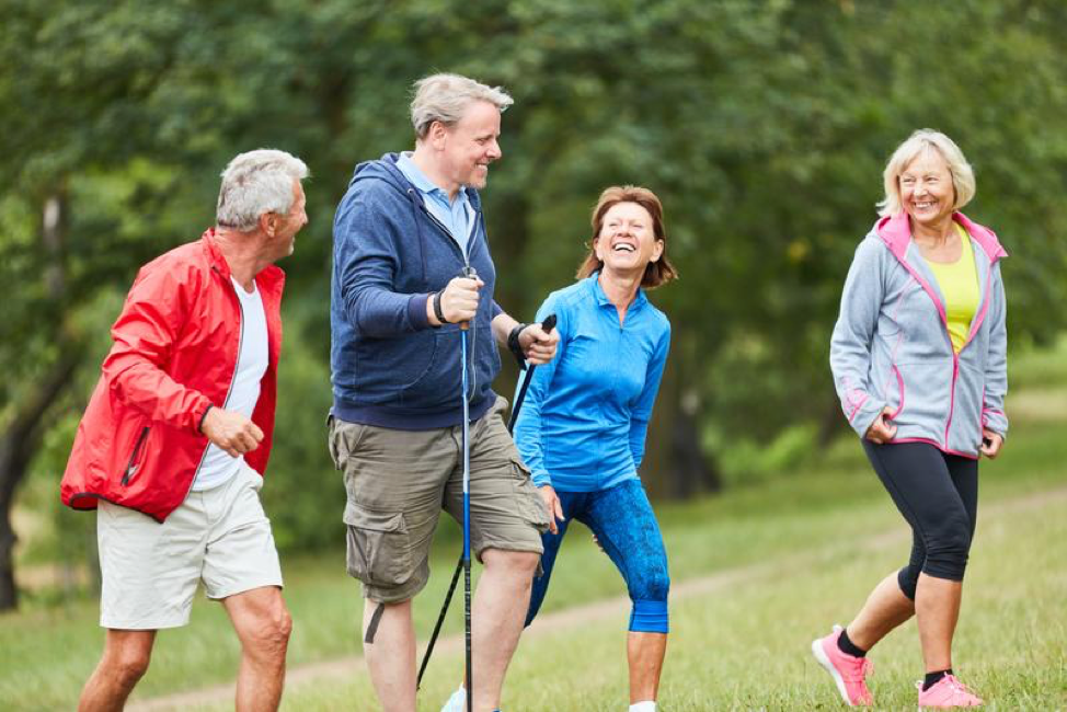 Seniors having fun outdoors