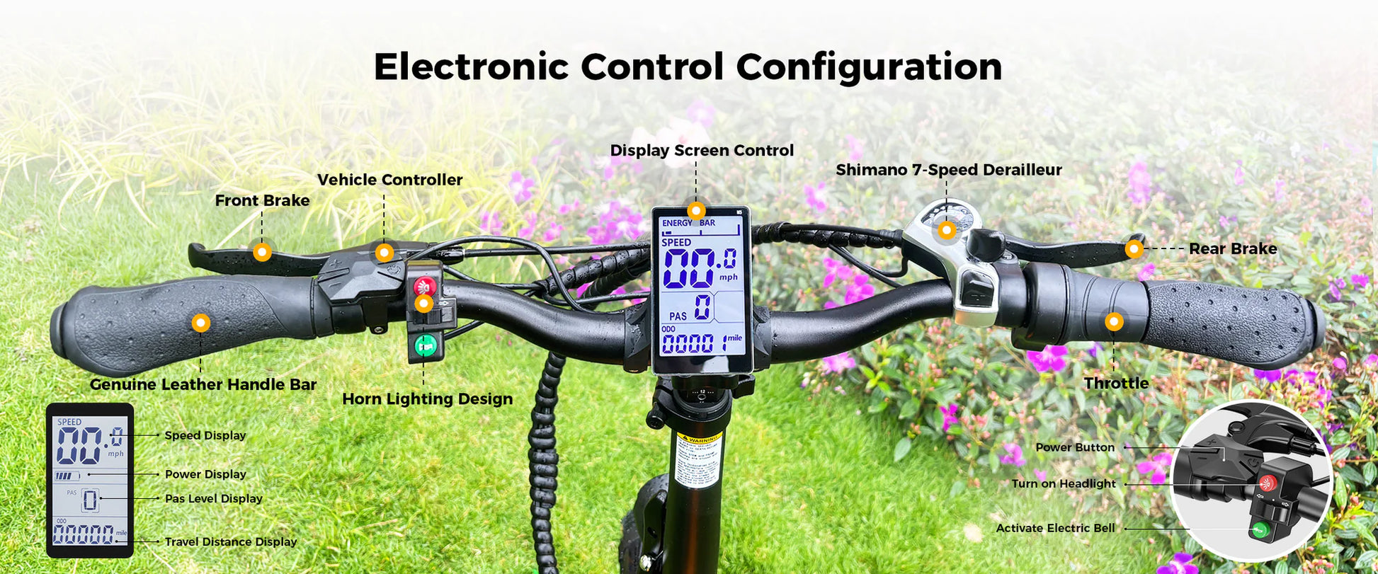 Big Cat A2 Folding E-Bike by Aipas showing dashboard