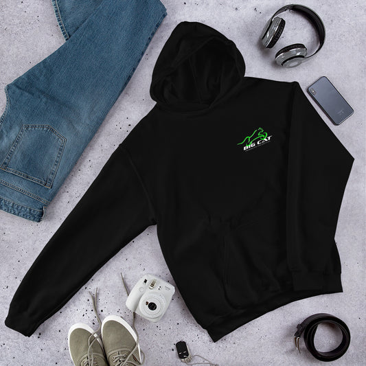 Black hooded sweatshirt with Big Cat logo