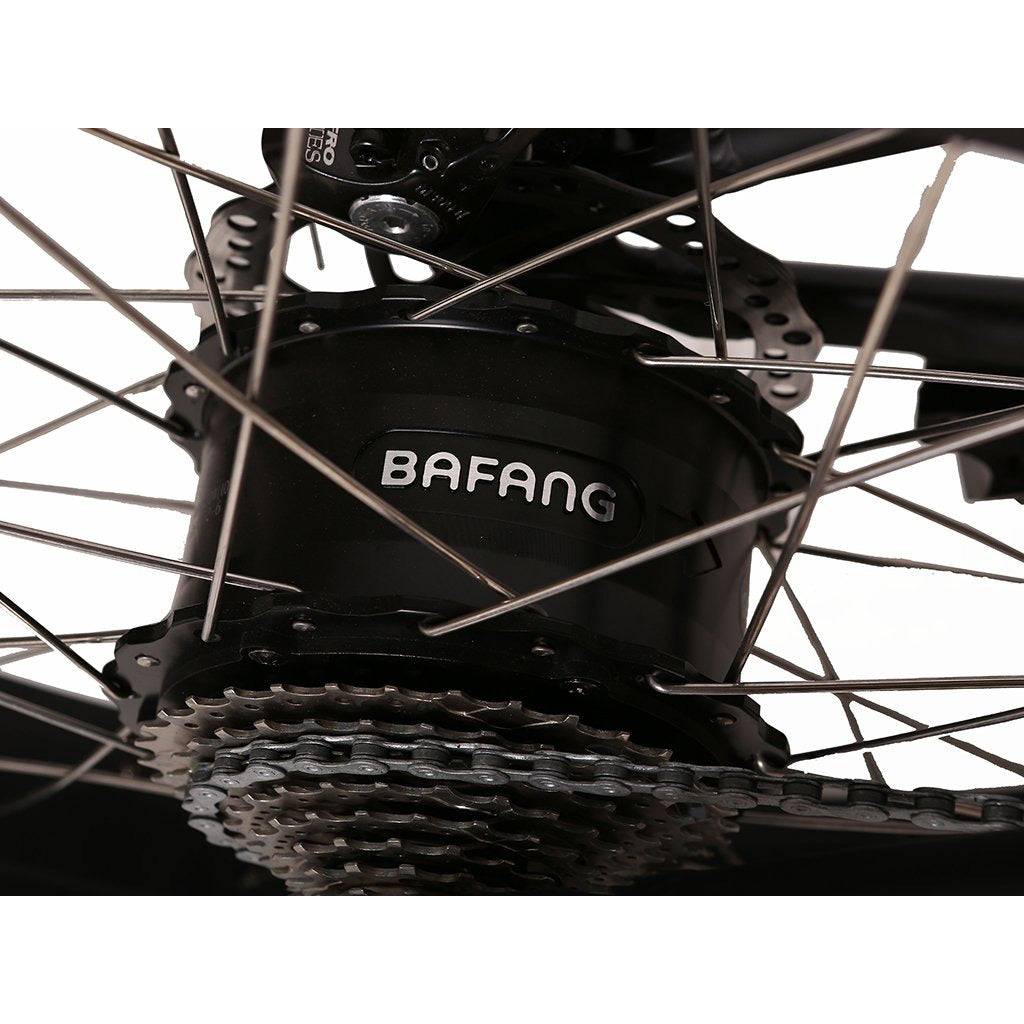 Rocky Road 48v electric mountain bike black motor view