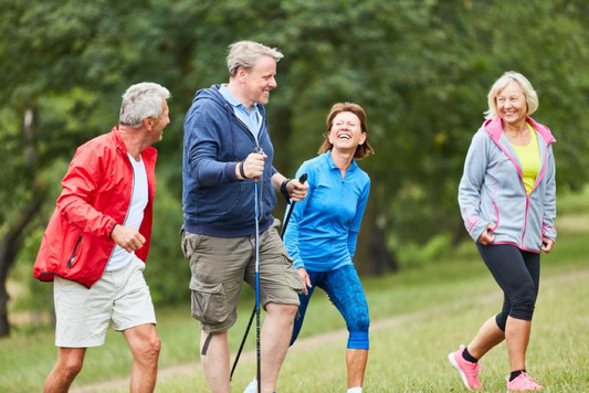 Seniors having fun outdoors