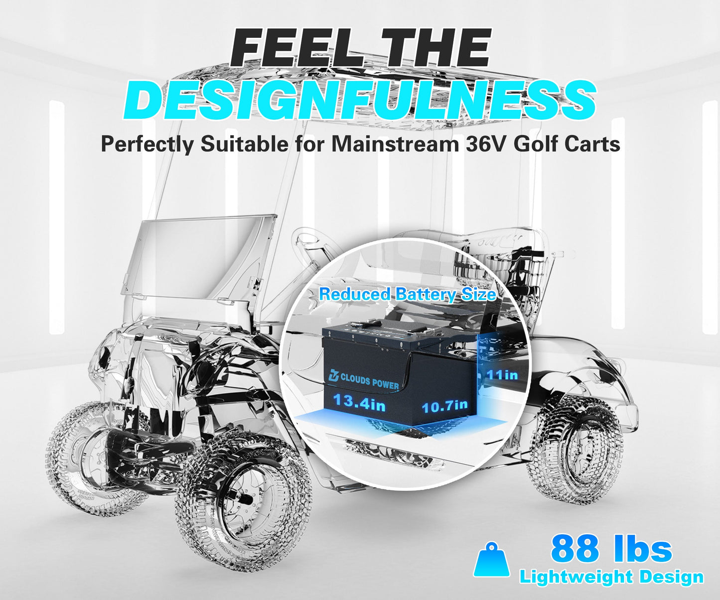 Clouds Power 36V (38.4V) 105Ah LiFePO4 Lithium Golf Cart Battery