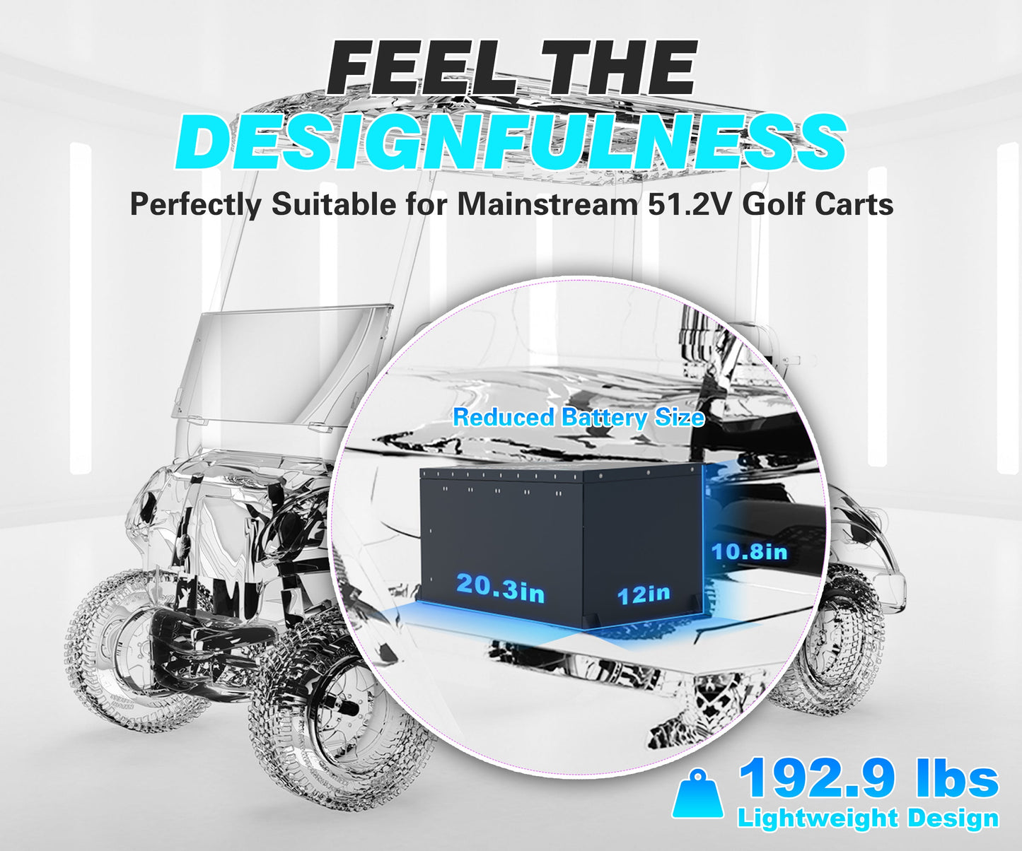 Clouds Power 48V (51.2V) 230Ah LiFePO4 Lithium Golf Cart Battery
