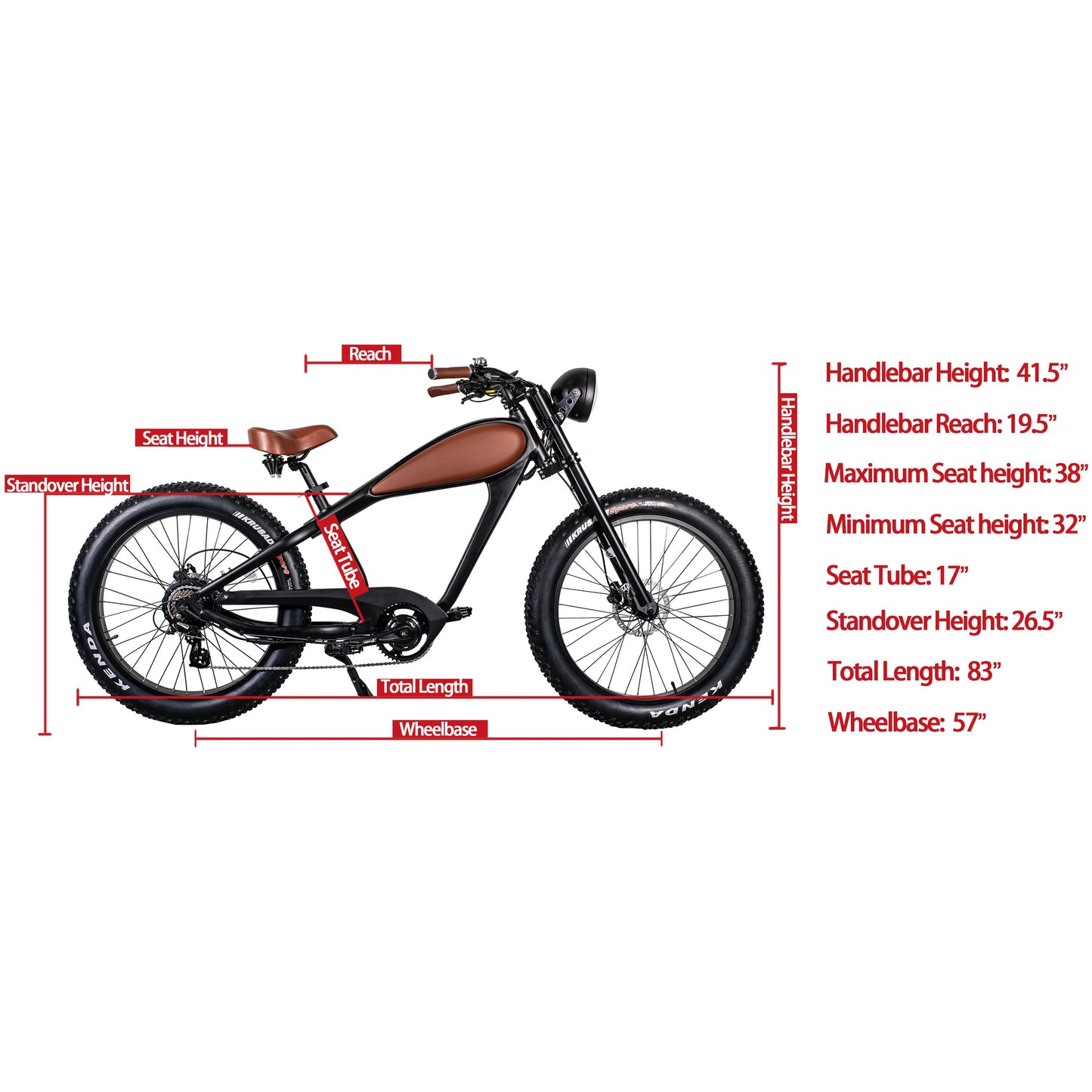 2025 Big Cat Cheetah XXL 17.5AH 750 watt- 26" Road Cruiser Electric Bike