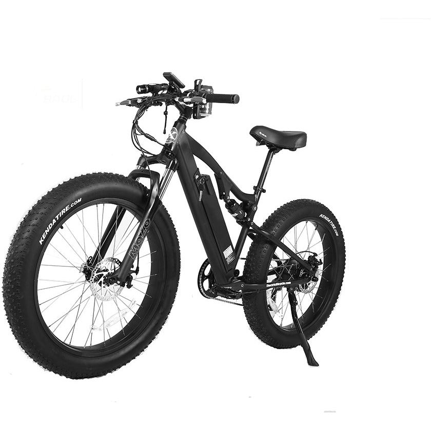Rocky Road 48v electric mountain bike black left angle view